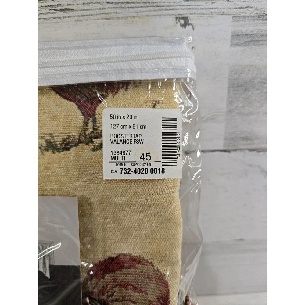 Phinney Home Collection Rooster Tapestry Scalloped Valance 50x20 Multi Color NEW